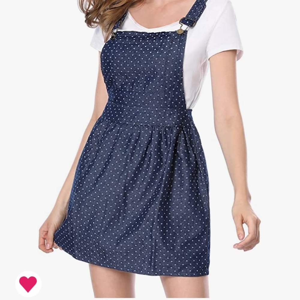 Allegra K (XS) Overalls Dress Polka Dot